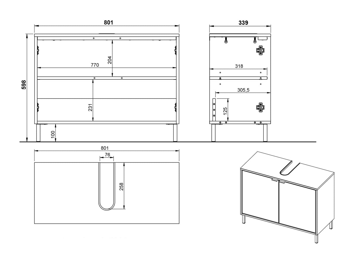 Armario de baño de pie para lavabo 612205