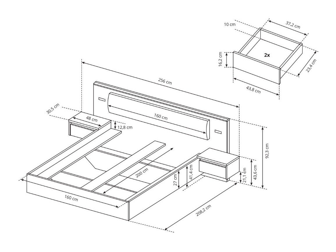 Cama 485997 Con mesitas de noche
