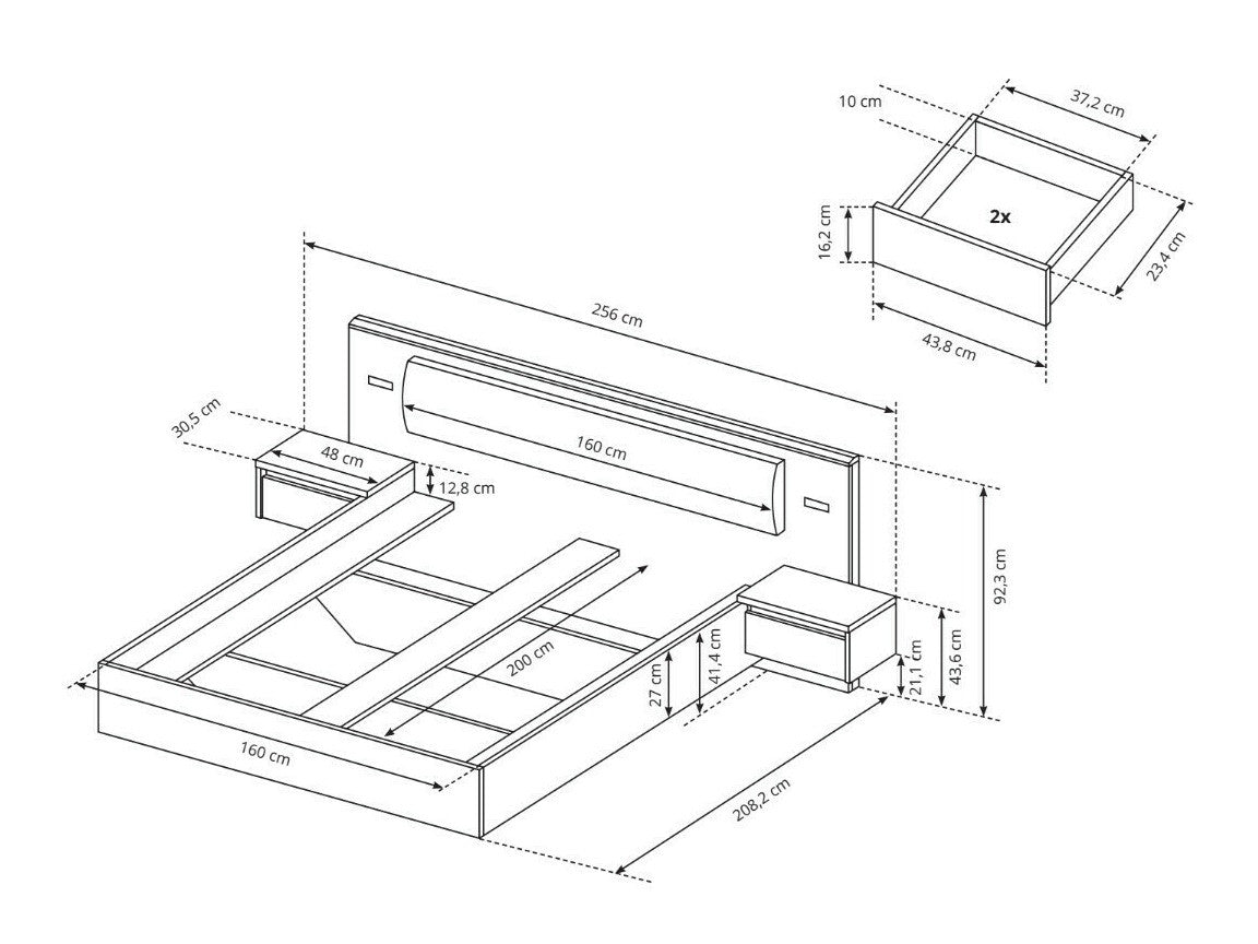 Cama 485997 Con mesitas de noche