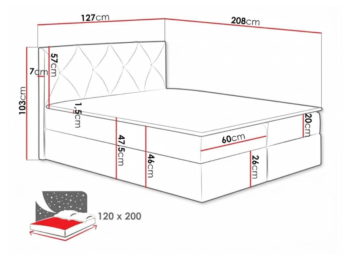 Cama continental Norida 120x200 cm, rosa 5167016